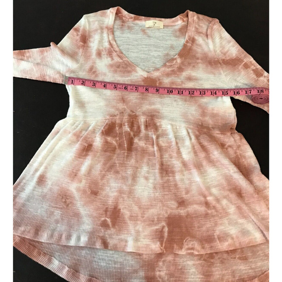 Anthropologie t.la Jill Babydoll Ribbed Tie-Dye Pink/White Top - Size Extra SM - Picture 6 of 9